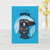 甥の五誕生日列車リトルボーイ青 カード (黄色い花)