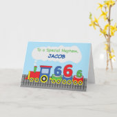 甥の六誕生日カラフル列車が軌道に乗る カード (黄色い花)
