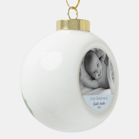 甥の叔母さんにとってクリスマスパーソナライズされた第1号 セラミックボールオーナメント (左)