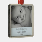 甥の名写真から叔母として1回目のクリスマス メタルオーナメント (右)