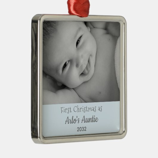 甥の名写真から叔母として1回目のクリスマス メタルオーナメント (右)