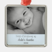 甥の名写真から叔母として1回目のクリスマス メタルオーナメント (正面)