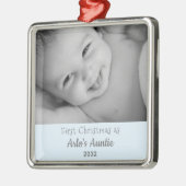 甥の名写真から叔母として1回目のクリスマス メタルオーナメント (左)