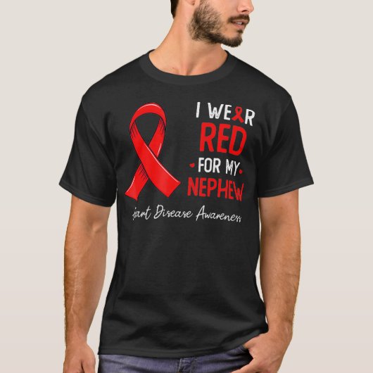 甥の心臓病の意識向上のために赤を着ています Tシャツ (正面)