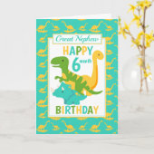 甥の恐竜素晴らし6カ月誕生日ブルー カード (黄色い花)