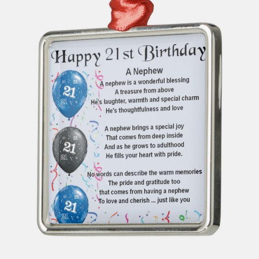 甥の詩–21歳の誕生日 メタルオーナメント (左)