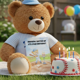 甥の誕生日おめでとう 野球 テディベア カード