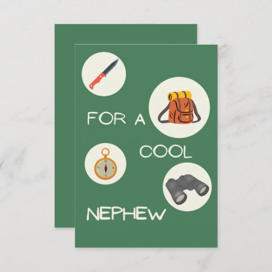 甥の誕生日カッコいいカードの野生のアウトドア サンキューカード (正面/裏面)