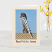 甥の誕生日カードとブラウンペリカン カード (黄色い花)