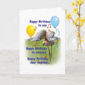 甥の誕生日カード（砂丘クレーンバード付き） カード (黄色い花)