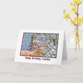 甥の誕生日カード(鹿とカニのリンゴ) カード (黄色い花)