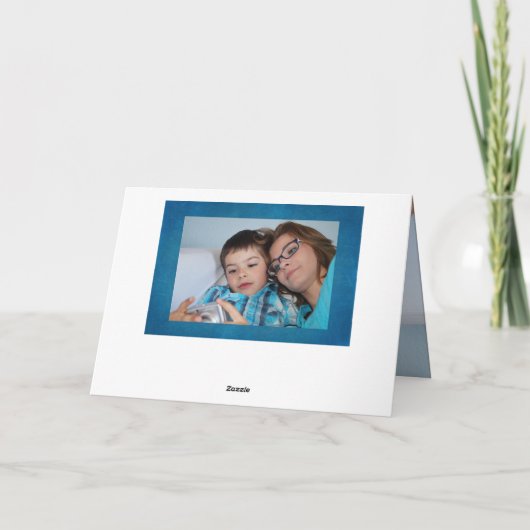 甥の誕生日カーパーソナライズされたドフォトブルー カード (裏面)