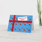 甥の青いクリスマスの小包のために シーズンカード (正面)