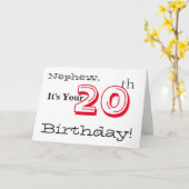 甥の20歳の誕生日が赤と黒で挨拶した。 カード (黄色い花)