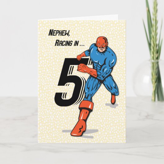 甥の5歳の誕生日 スーパーヒーロー カード (正面)