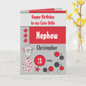 甥は何歳でも赤と灰色の誕生日をキリン カード (黄色い花)