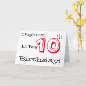 甥は10歳の誕生日を赤と黒で挨拶した。 カード (黄色い花)