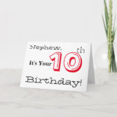 甥は10歳の誕生日を赤と黒で挨拶した。 カード (正面)