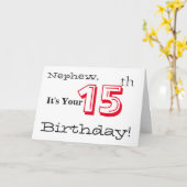 甥は15歳の誕生日を赤と黒で挨拶した。 カード (黄色い花)