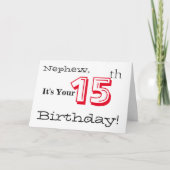 甥は15歳の誕生日を赤と黒で挨拶した。 カード (正面)