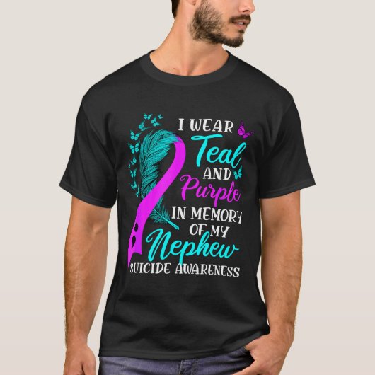甥を覚えてターコイズパープルを身に着けています 自殺 Tシャツ (正面)