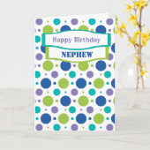 甥ニーチェスブルー水玉模様誕生日の挨拶 カード (黄色い花)