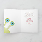 甥モンスターの抱擁バレンタインのハート シーズンカード (内部)