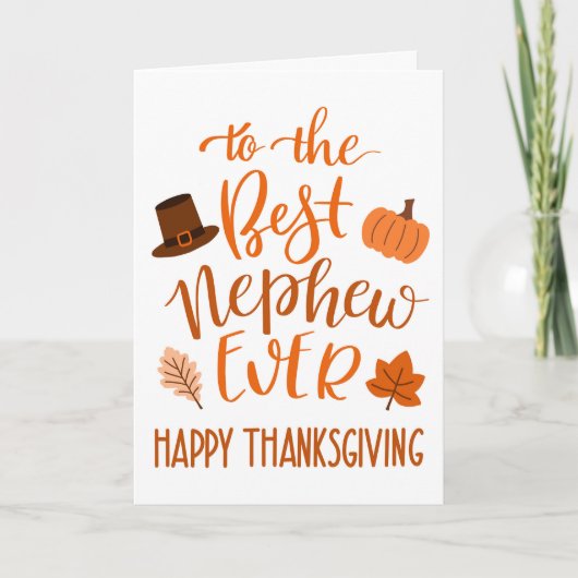 甥最高のがオレンジ色で感謝祭 カード (正面)