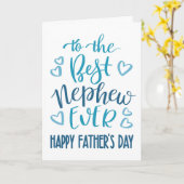 甥最高のー・エバー父の日のタイポグラフィイン・ブルー カード (黄色い花)