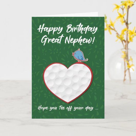 甥素晴らしゴルフスポーツハート誕生日 カード (黄色い花)