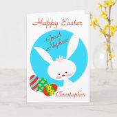 甥素晴らしハッピーイースターブルー カード (黄色い花)