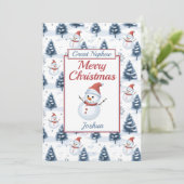 甥素晴らしメリークリスマス雪だるまフラット シーズンカード (スタンド正面)