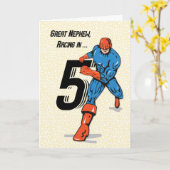 甥素晴らし五誕生日スーパーヒーロー カード (黄色い花)