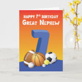 甥素晴らし第7誕生日スポーツボール カード (黄色い花)