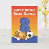 甥素晴らし第8誕生日スポーツボール カード (黄色い花)