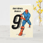 甥素晴らし第9誕生日スーパーヒーロー カード (黄色い花)