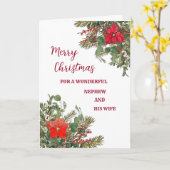 甥素朴と妻は聖降誕祭お目出とう カード (黄色い花)