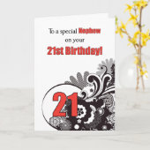 甥21歳の誕生日の宗教的な渦 カード (黄色い花)