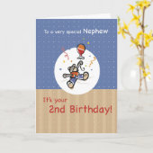 甥2ndテディベアバルーン誕生日 カード (黄色い花)