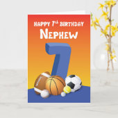 甥7誕生日スポーツボール カード (黄色い花)