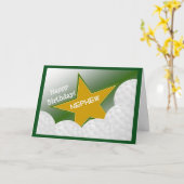 甥-ハッピーバースデーのゴルフ愛情のある甥 カード (黄色い花)