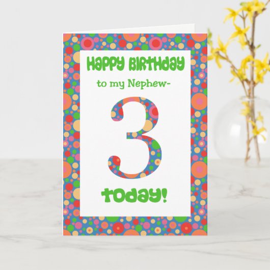 甥、明るく泡立つ3枚目の誕生日カード カード (黄色い花)