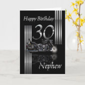 甥 – 30th Birthday Cardバイク カード (黄色い花)