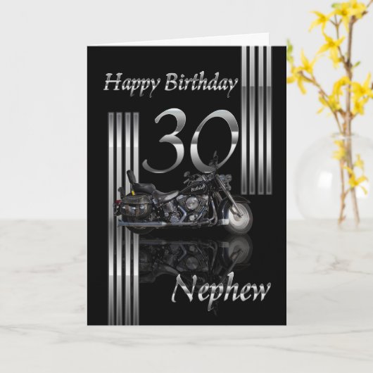 甥 – 30th Birthday Cardバイク カード (黄色い花)