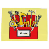 用具およびカスタマイズ可能な道具箱のギフトバッグの名前 ラージペーパーバッグ (裏面)