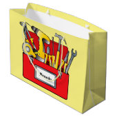 用具およびカスタマイズ可能な道具箱のギフトバッグの名前 ラージペーパーバッグ (裏面アングル)