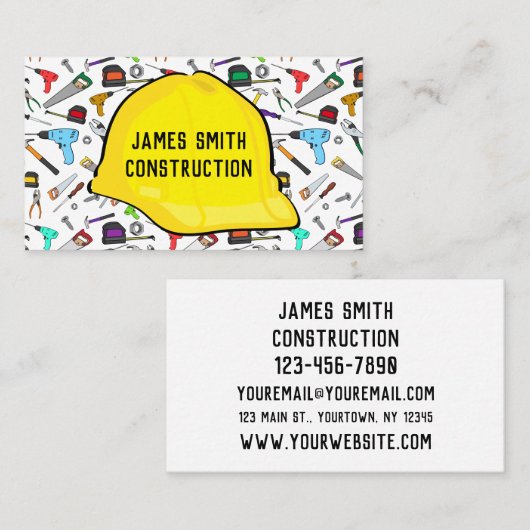 用具およびハードウェアヘルメットの建築業者 名刺 (正面/裏面)
