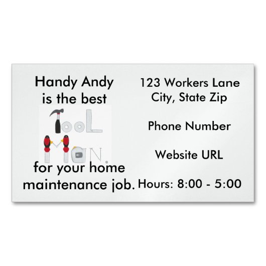 用具の人の便利屋の名刺の磁石 マグネット名刺 (正面)