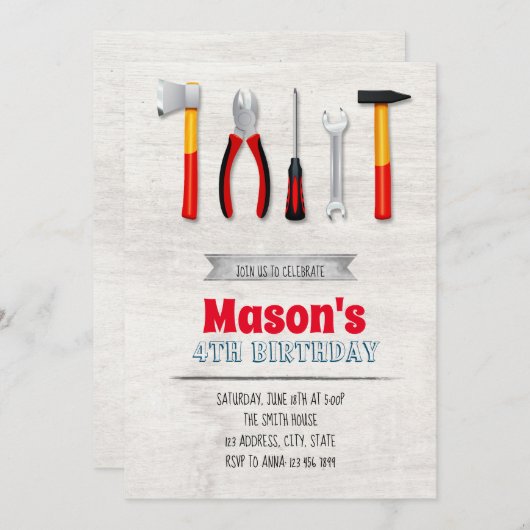 用具の誕生日の招待 招待状 (正面/裏面)