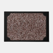 用具を使われた焦茶革チョコレート素朴な一見 ドアマット (正面)